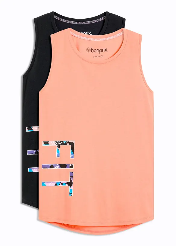 Lot de 2 T-shirts techniques à séchage rapide, bonprix