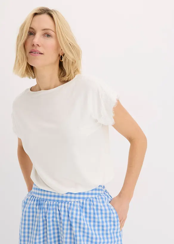 T-shirt en viscose avec dentelle, bonprix