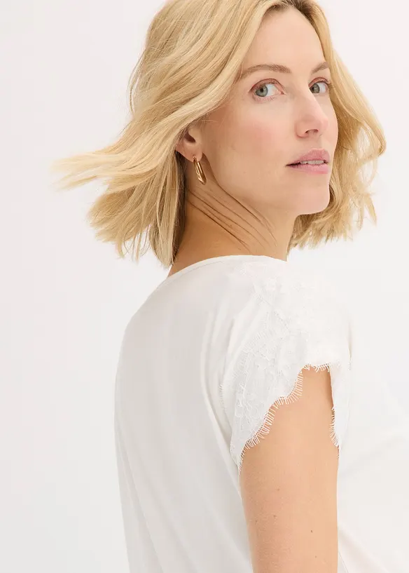 T-shirt en viscose avec dentelle, bonprix