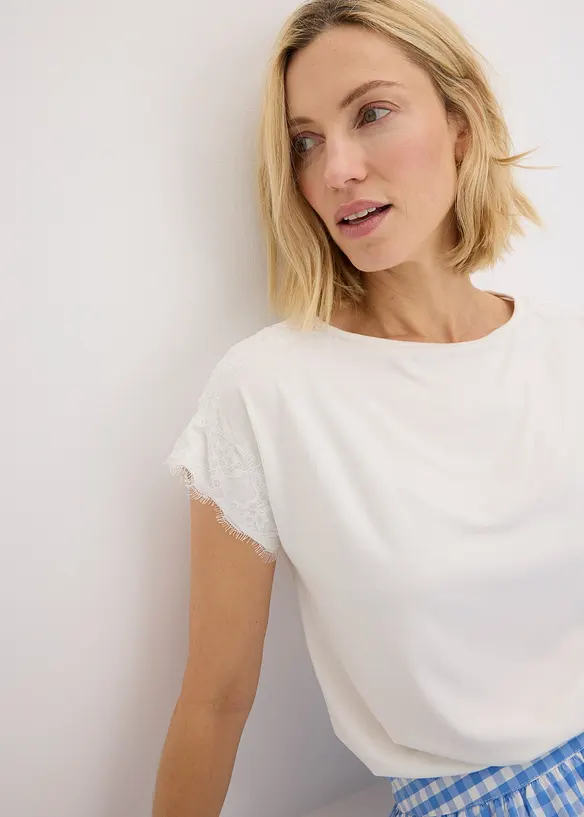 T-shirt en viscose avec dentelle, bonprix