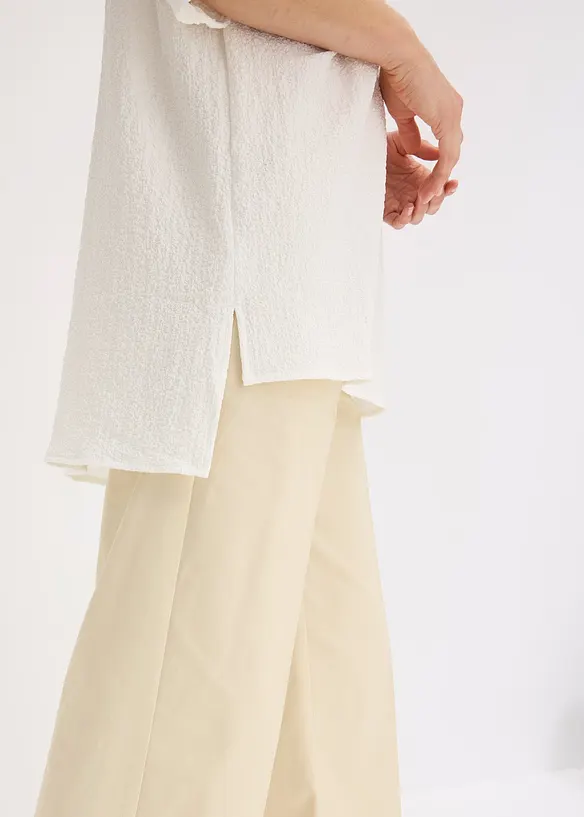 Blouse texturée avec bande de dentelle, bonprix