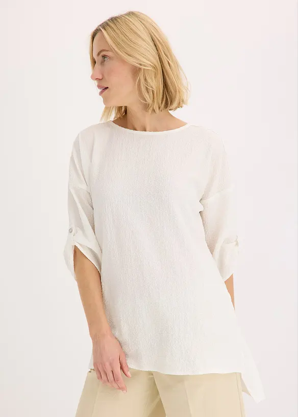 Blouse texturée avec bande de dentelle, bonprix