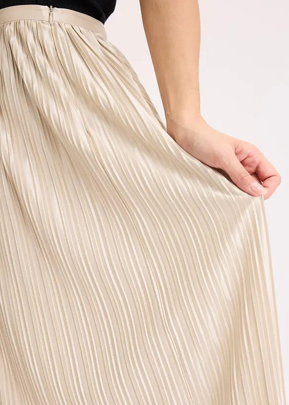 Jupe plissée en satin brillant, bonprix