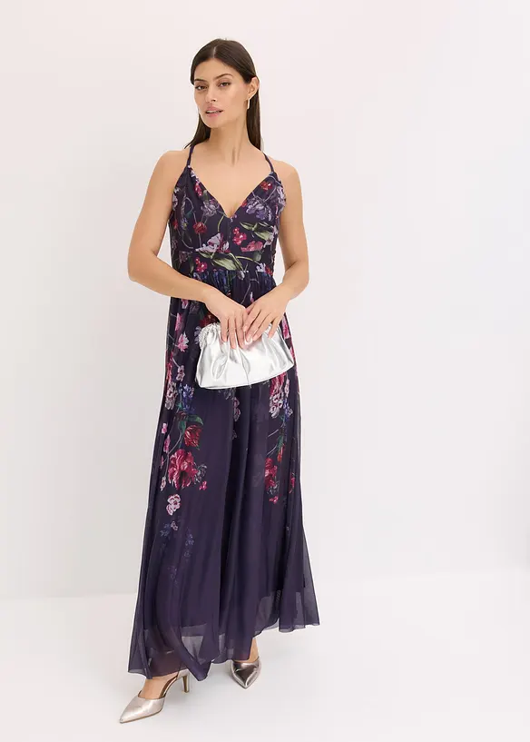 Robe longue en tulle délicat avec bretelles, bonprix