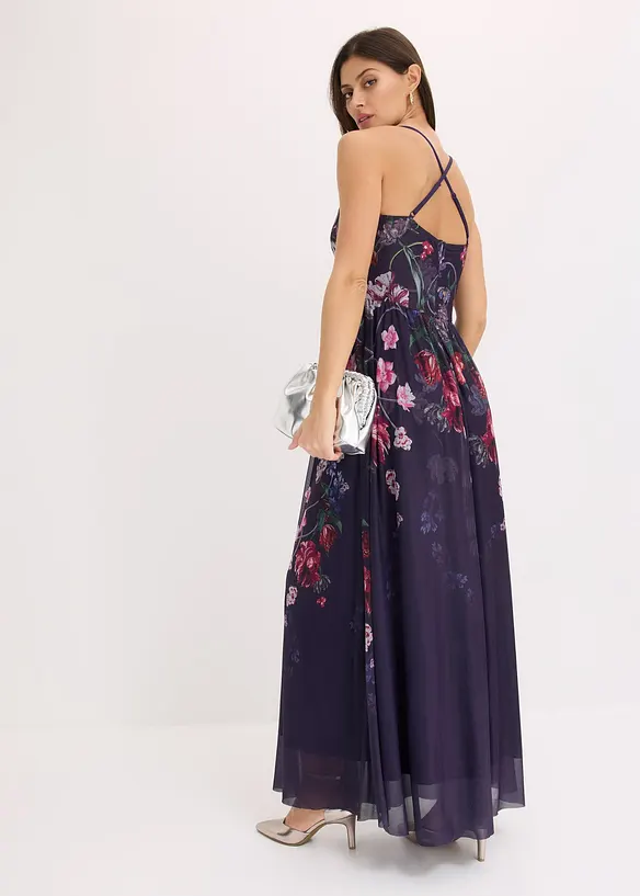 Robe longue en tulle délicat avec bretelles, bonprix