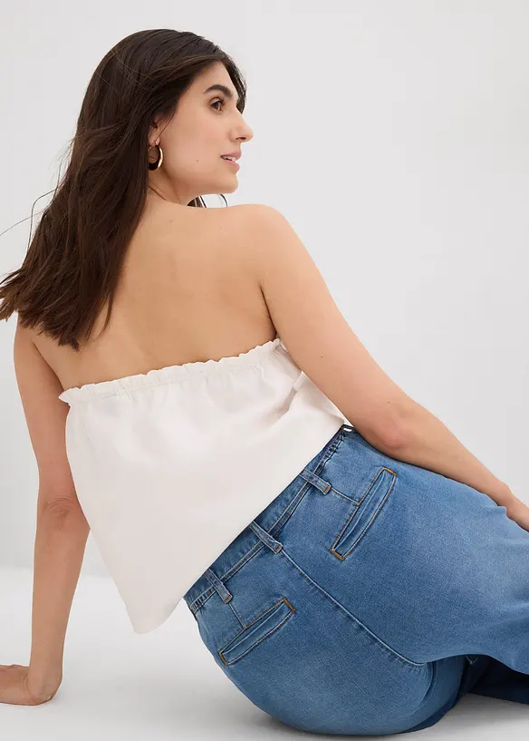 Jean large raccourci, taille haute &eacute;lastiqu&eacute;e, bonprix