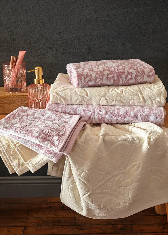 Serviette de toilette à fleurs en relief, bonprix