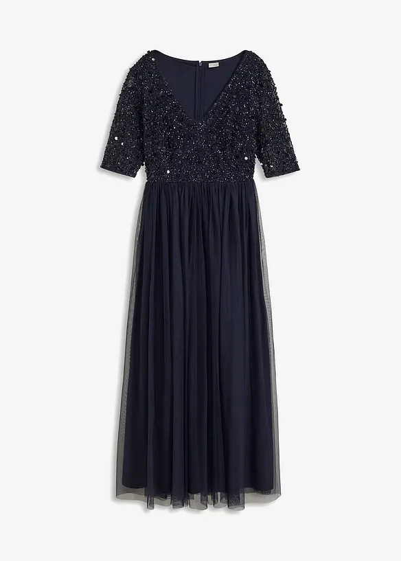 Robe de soirée en tulle avec haut brodé de sequins, bonprix