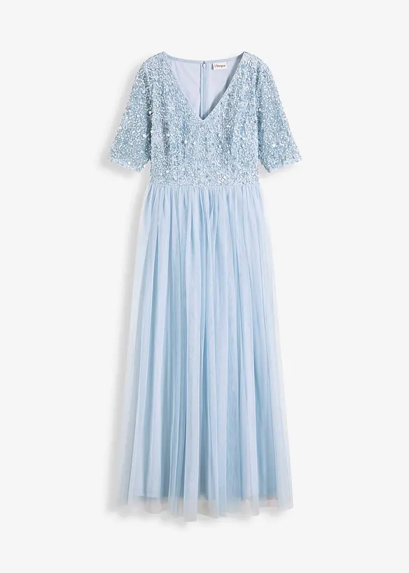 Robe de soirée en tulle avec haut brodé de sequins, bonprix