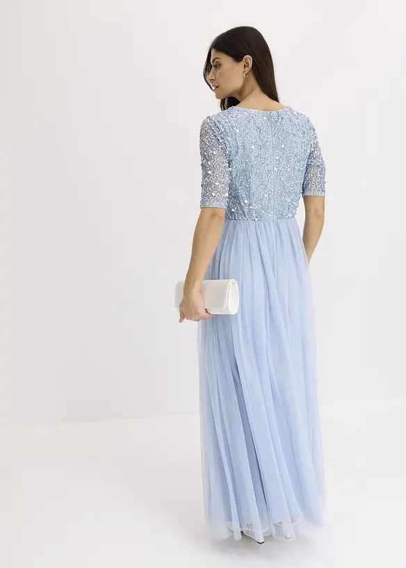 Robe de soirée en tulle avec haut brodé de sequins, bonprix