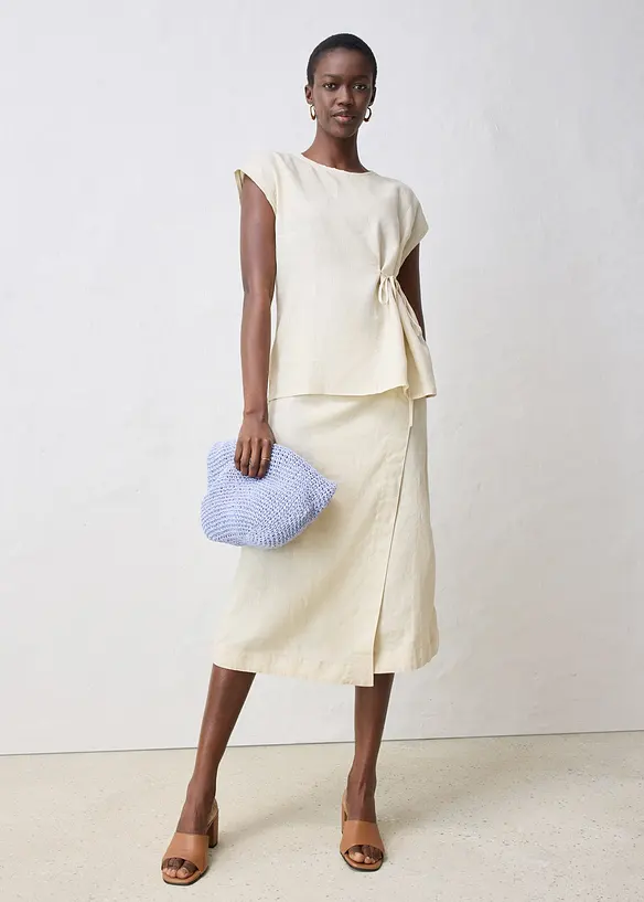 T-shirt 100% lin à finitions tissées, bonprix