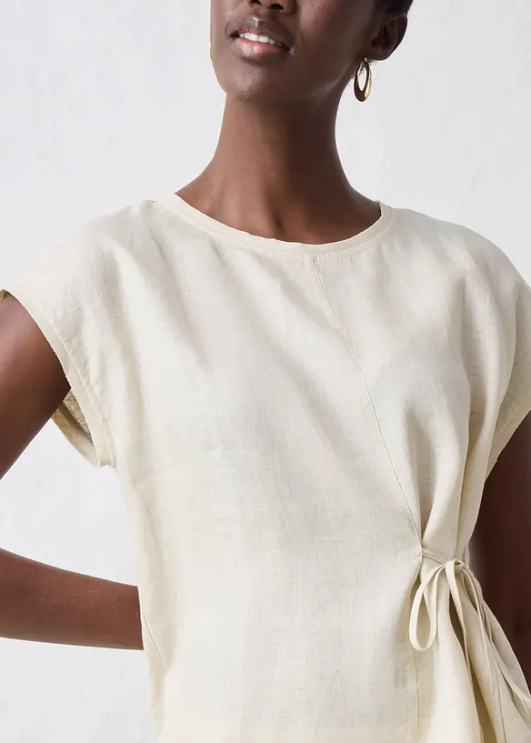 T-shirt 100% lin à finitions tissées, bonprix