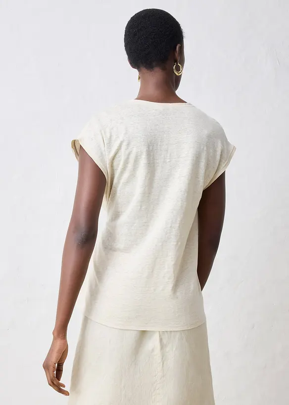 T-shirt 100% lin à finitions tissées, bonprix