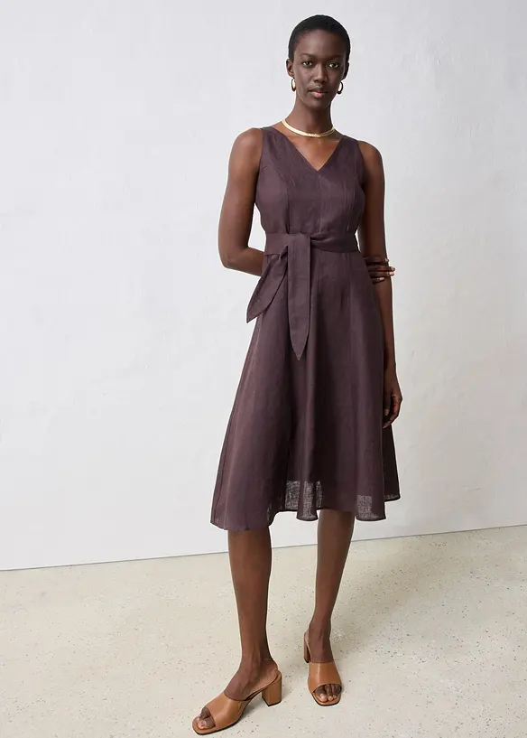 Robe midi 100% lin, bonprix