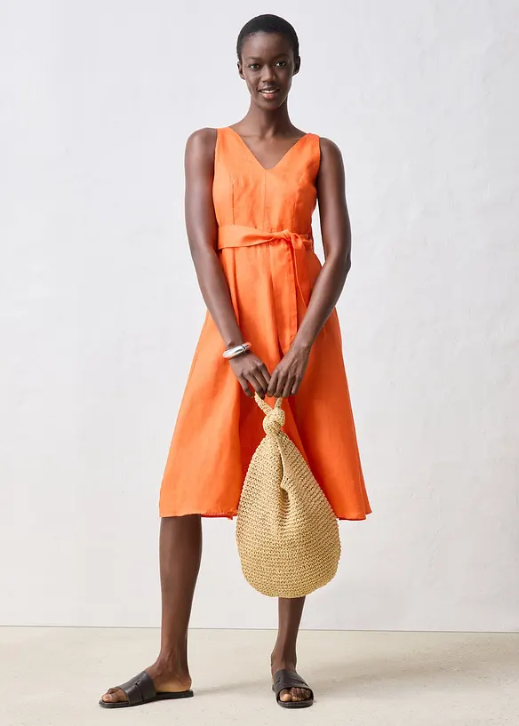 Robe midi 100% lin, bonprix