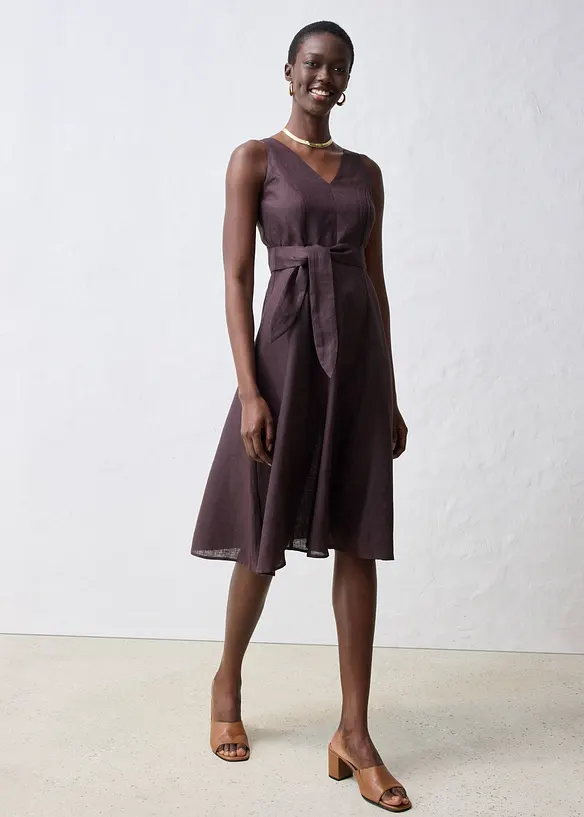 Robe midi 100% lin, bonprix