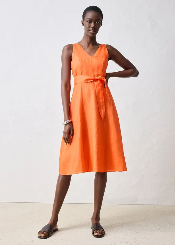 Robe midi 100% lin, bonprix