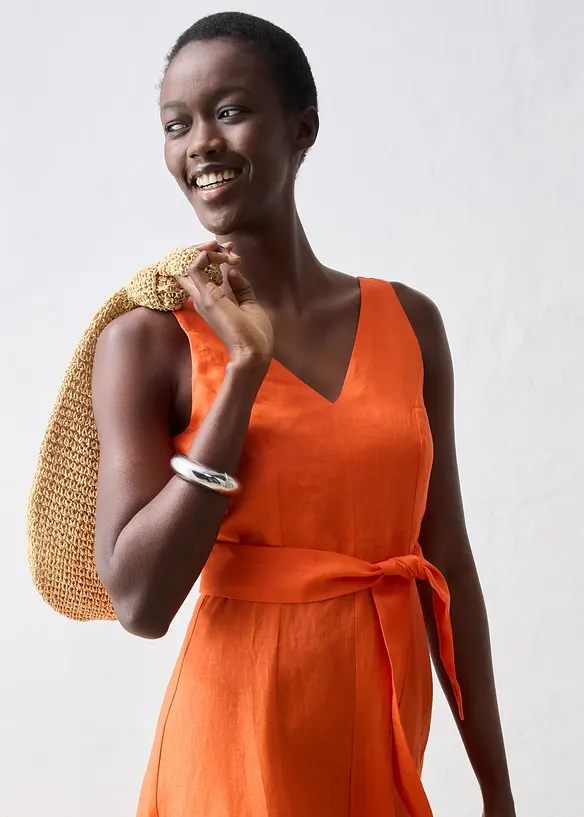 Robe midi 100% lin, bonprix