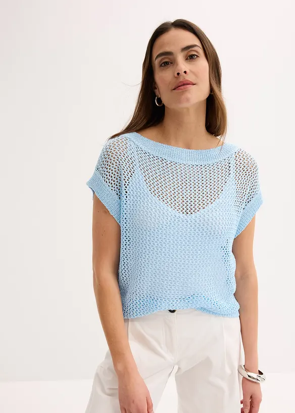 Pull en grosse maille ajourée avec fil brillant, bonprix