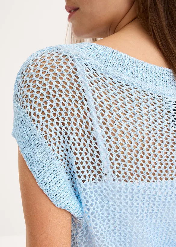 Pull en grosse maille ajourée avec fil brillant, bonprix