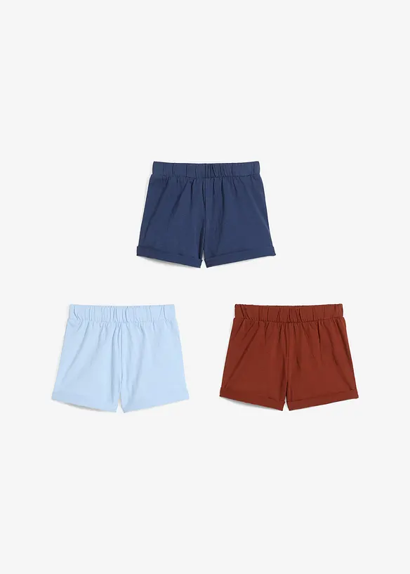 Lot de 3 shorts bébé en jersey 100% coton, bonprix
