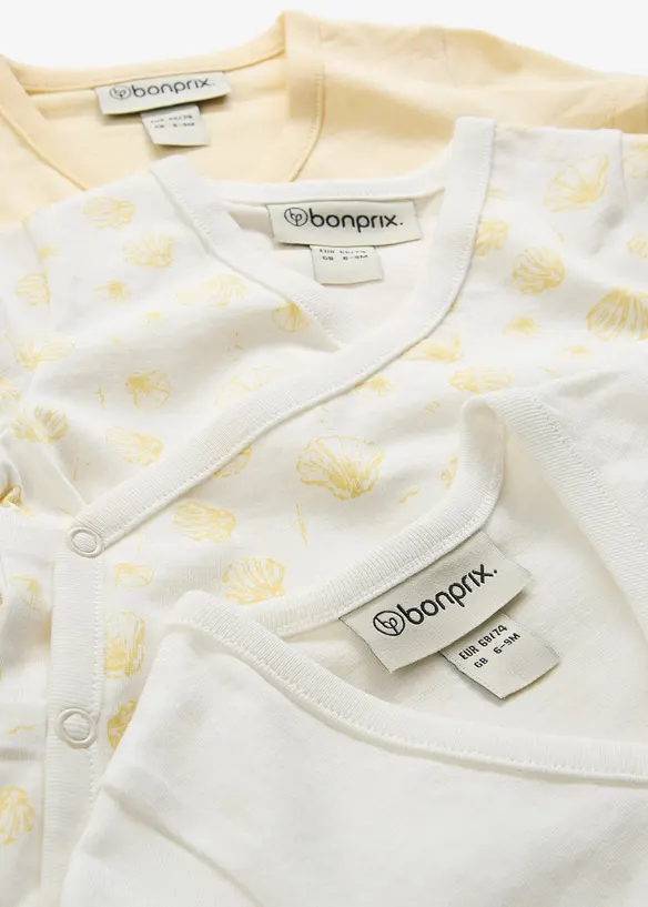 Lot de 3 bodies bébé croisés manches courtes, 100% coton, bonprix