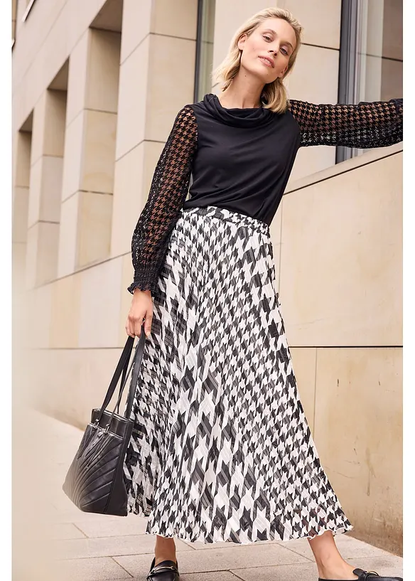 Jupe en chiffon avec motif pied-de-coq, bonprix