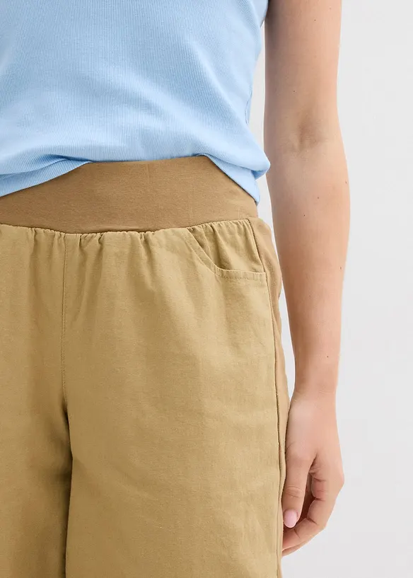 Pantalon en lin majoritaire, longueur 3/4, bonprix