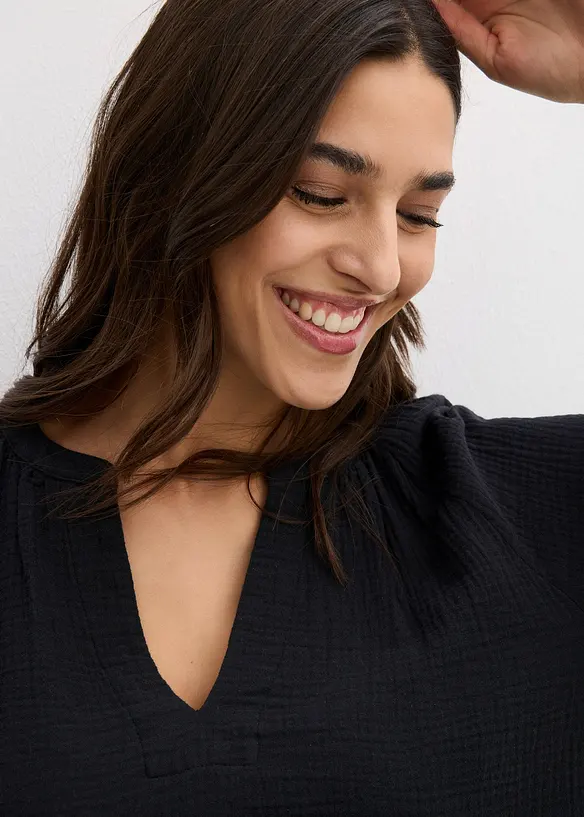 Blouse oversize en gaze de coton, bonprix