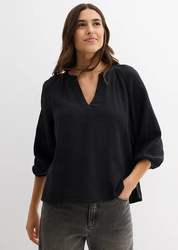 Blouse oversize en gaze de coton, bonprix