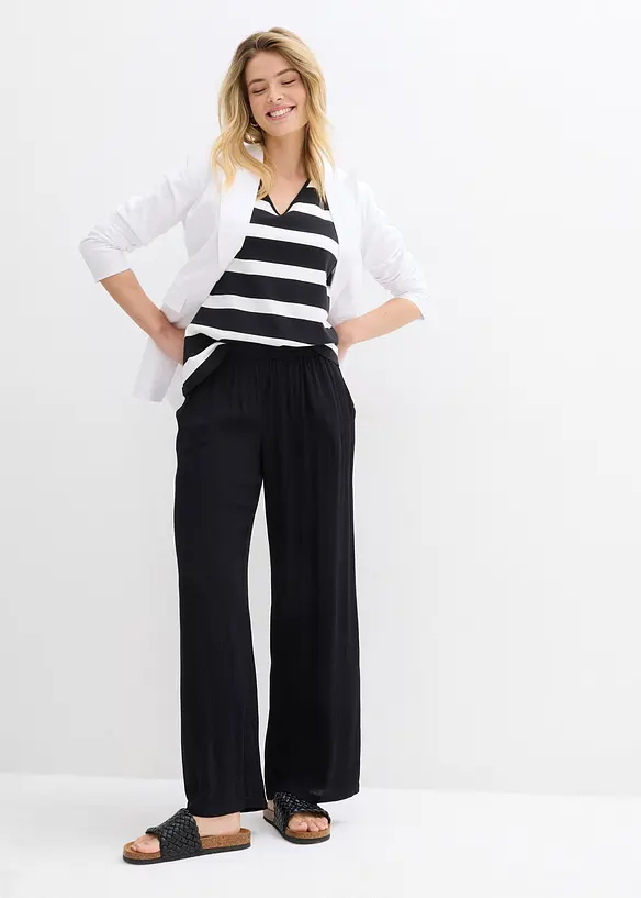 Pantalon palazzo en viscose douce, bonprix