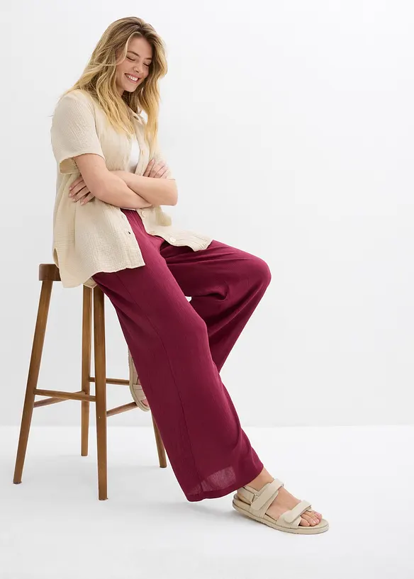 Pantalon palazzo en viscose douce, bonprix