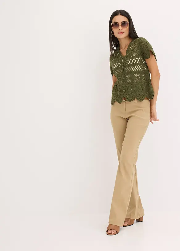 Gilet court en crochet, bonprix