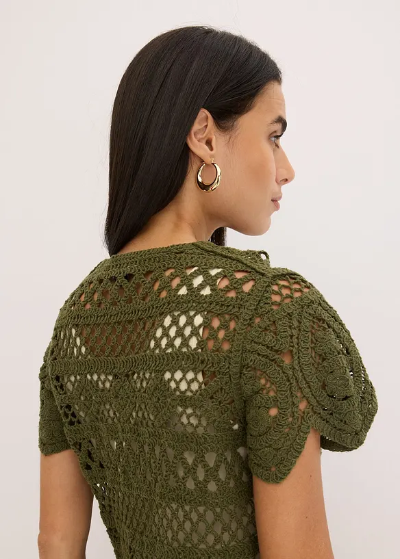 Gilet court en crochet, bonprix