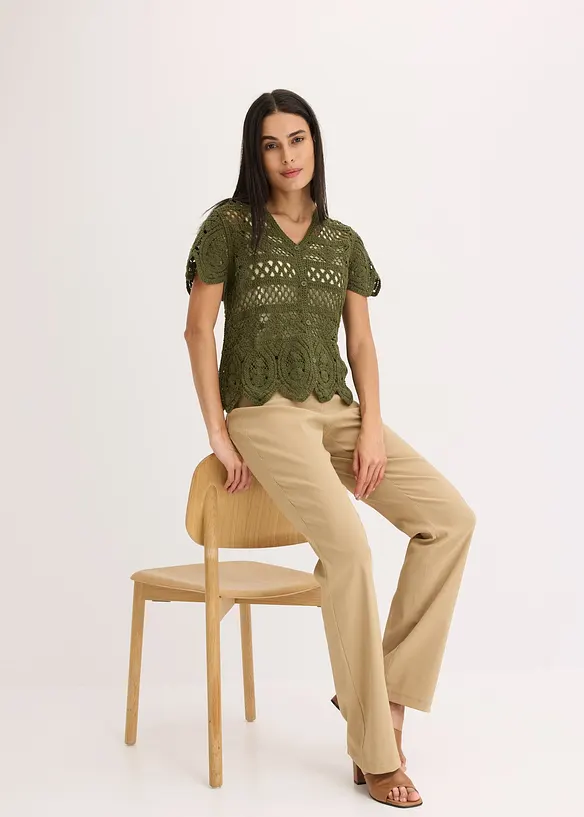 Gilet court en crochet, bonprix