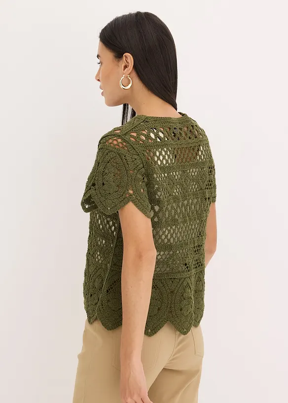 Gilet court en crochet, bonprix