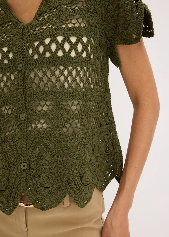 Gilet court en crochet, bonprix