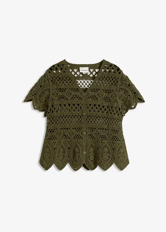 Gilet court en crochet, bonprix