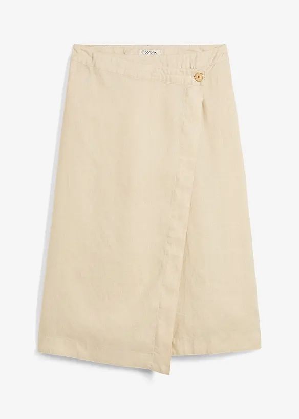 Jupe portefeuille 100 % lin, bonprix