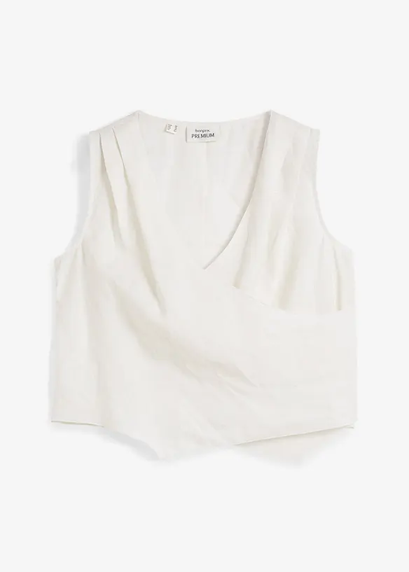 Blouse sans manches 100 % lin à encolure croisée, bonprix