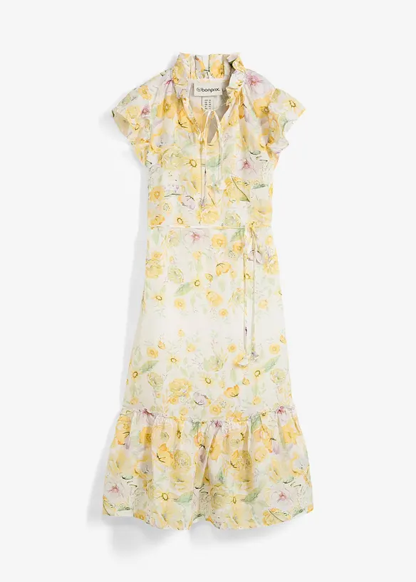 Robe longue en ramie avec un bel imprimé floral, bonprix