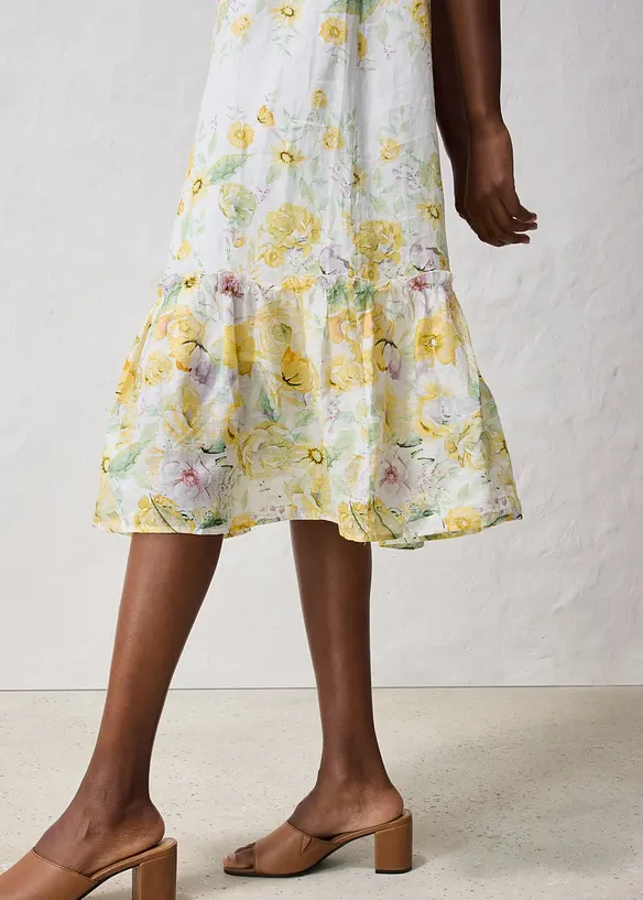 Robe longue en ramie avec un bel imprimé floral, bonprix