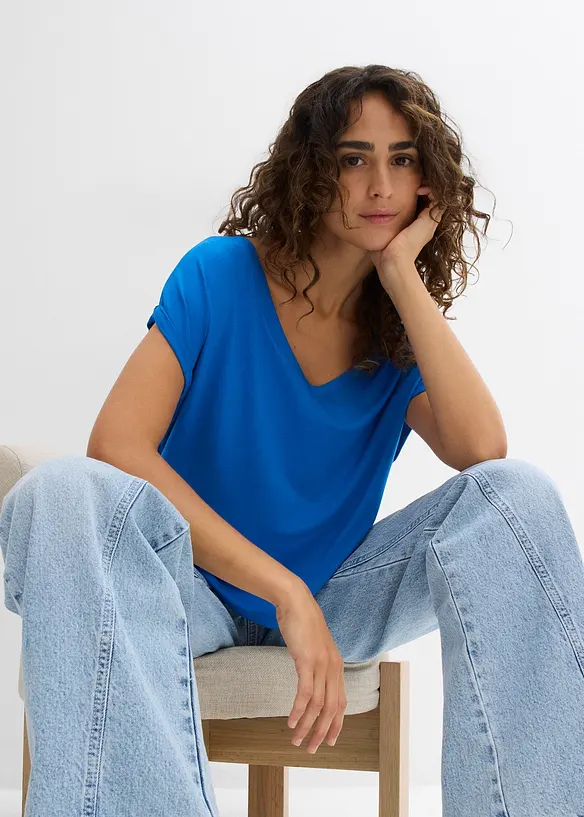 T-shirt fluide oversize en viscose mélangée, bonprix