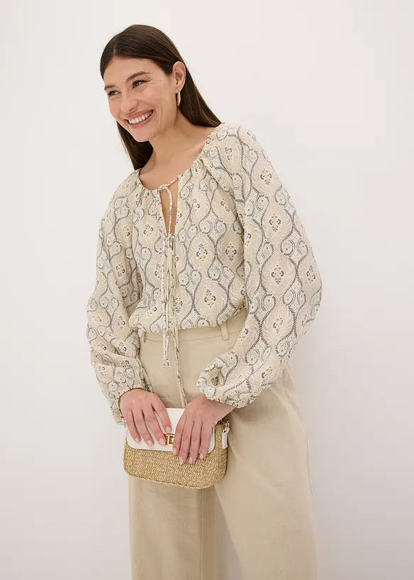 Blouse imprim&eacute;e en viscose m&eacute;lang&eacute;e, bonprix