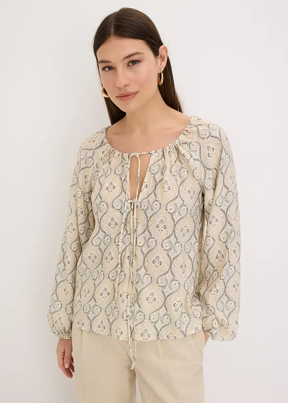 Blouse imprim&eacute;e en viscose m&eacute;lang&eacute;e, bonprix