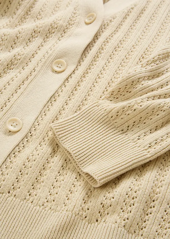 Gilet en maille ajourée avec lin, bonprix