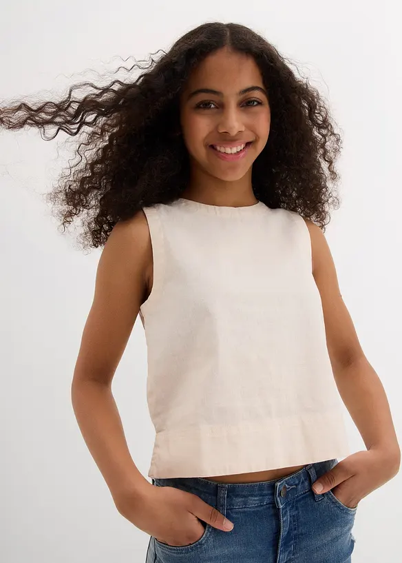 Blouse sans manches en lin mélangé rafraîchissant, bonprix