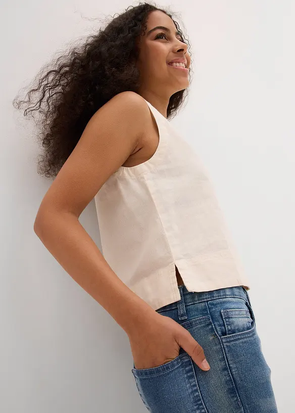 Blouse sans manches en lin mélangé rafraîchissant, bonprix