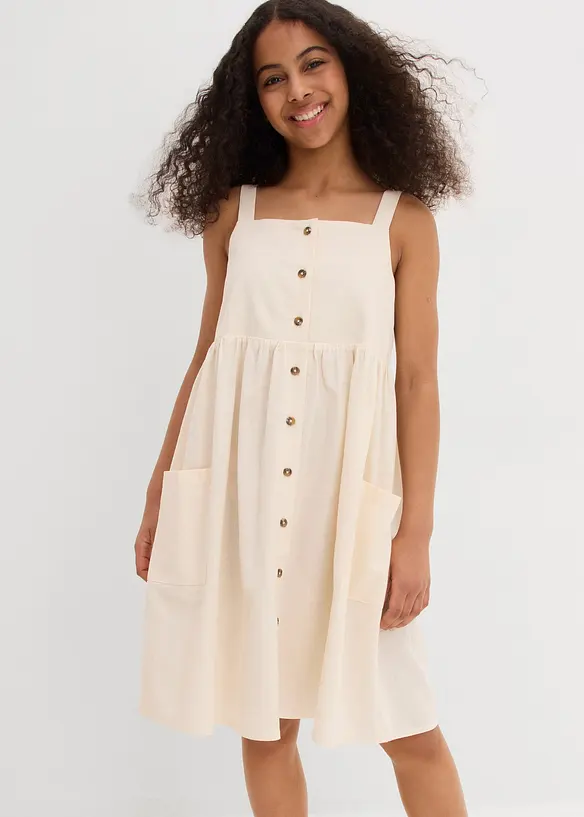 Robe à bretelles en lin mélangé rafraîchissant, bonprix