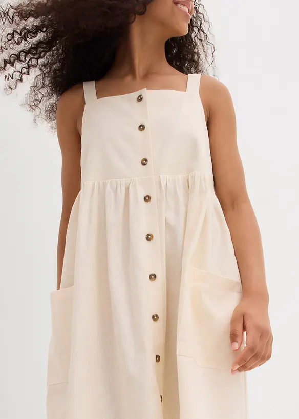 Robe à bretelles en lin mélangé rafraîchissant, bonprix